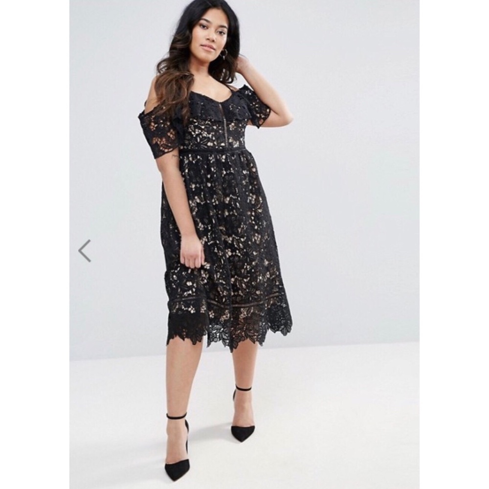 ASOS/New Look Black Lace Cold Shoulder Dress